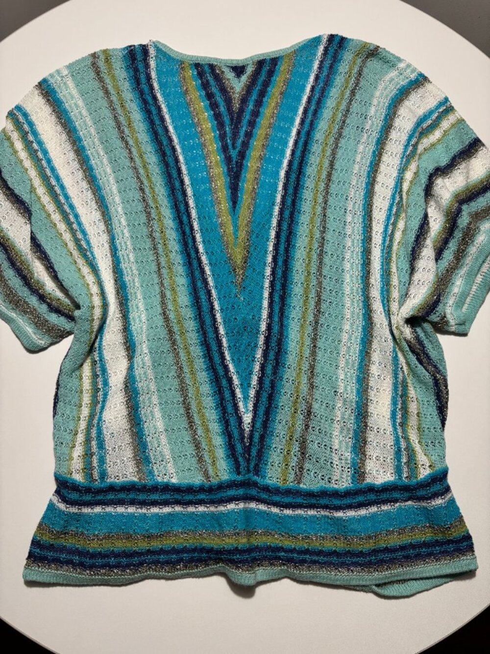 Coldwater Creek Blue & Green Summer Siren Cotton & Ramie Open Front Knit Top - Picture 7 of 7